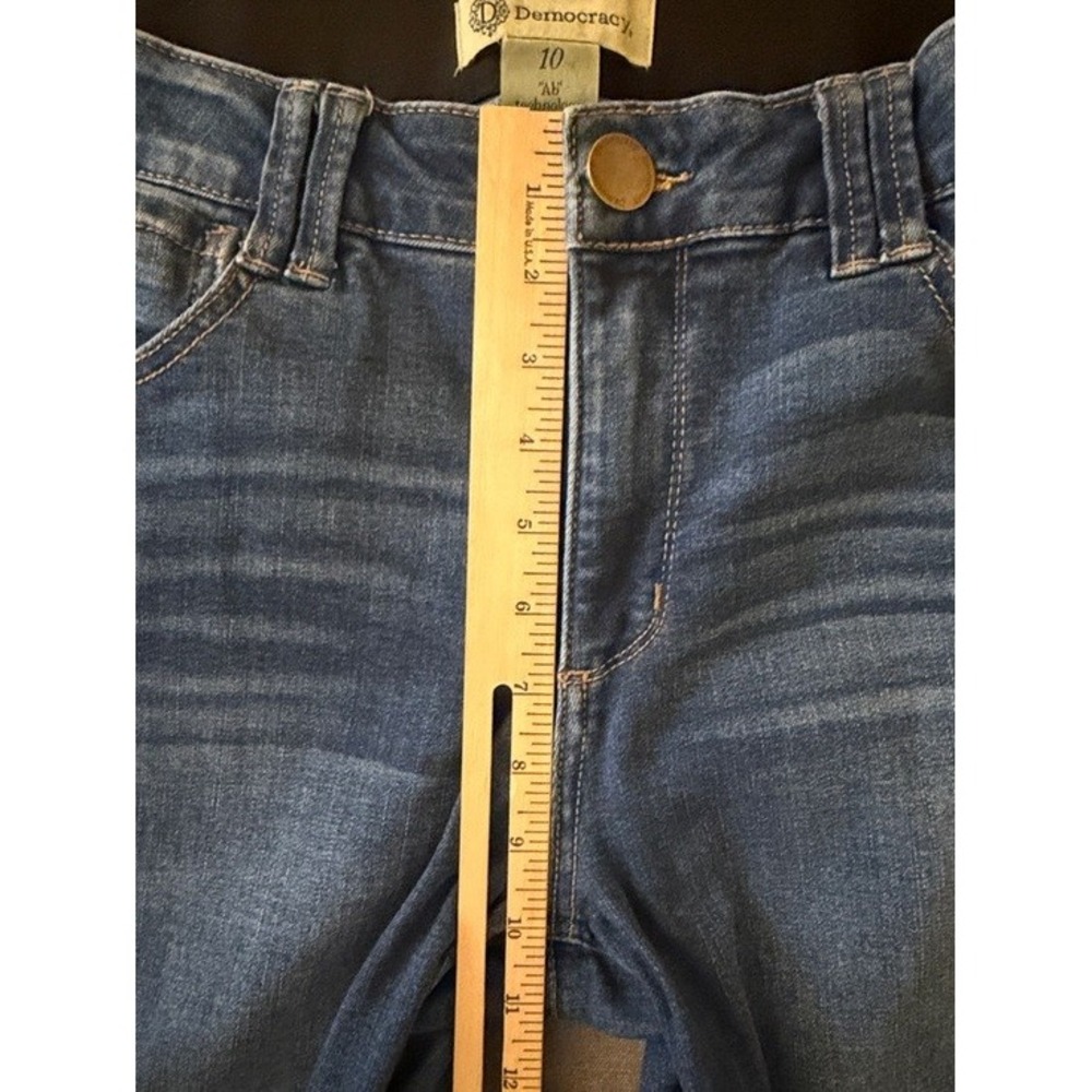 Democracy Ab Technology Flare Jeans Medium Wash Blue Raw Hem Womens Size 10 - Picture 8 of 10
